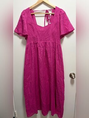 Seraphine Fuchsia Pink Cotton Broderie Maternity and Nursing Dress Size 6